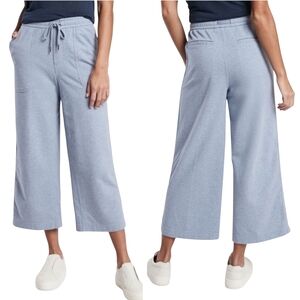 Athleta Farallon Cropped Wide Leg Sweat Pants Light Blue Sz 4 French Terry